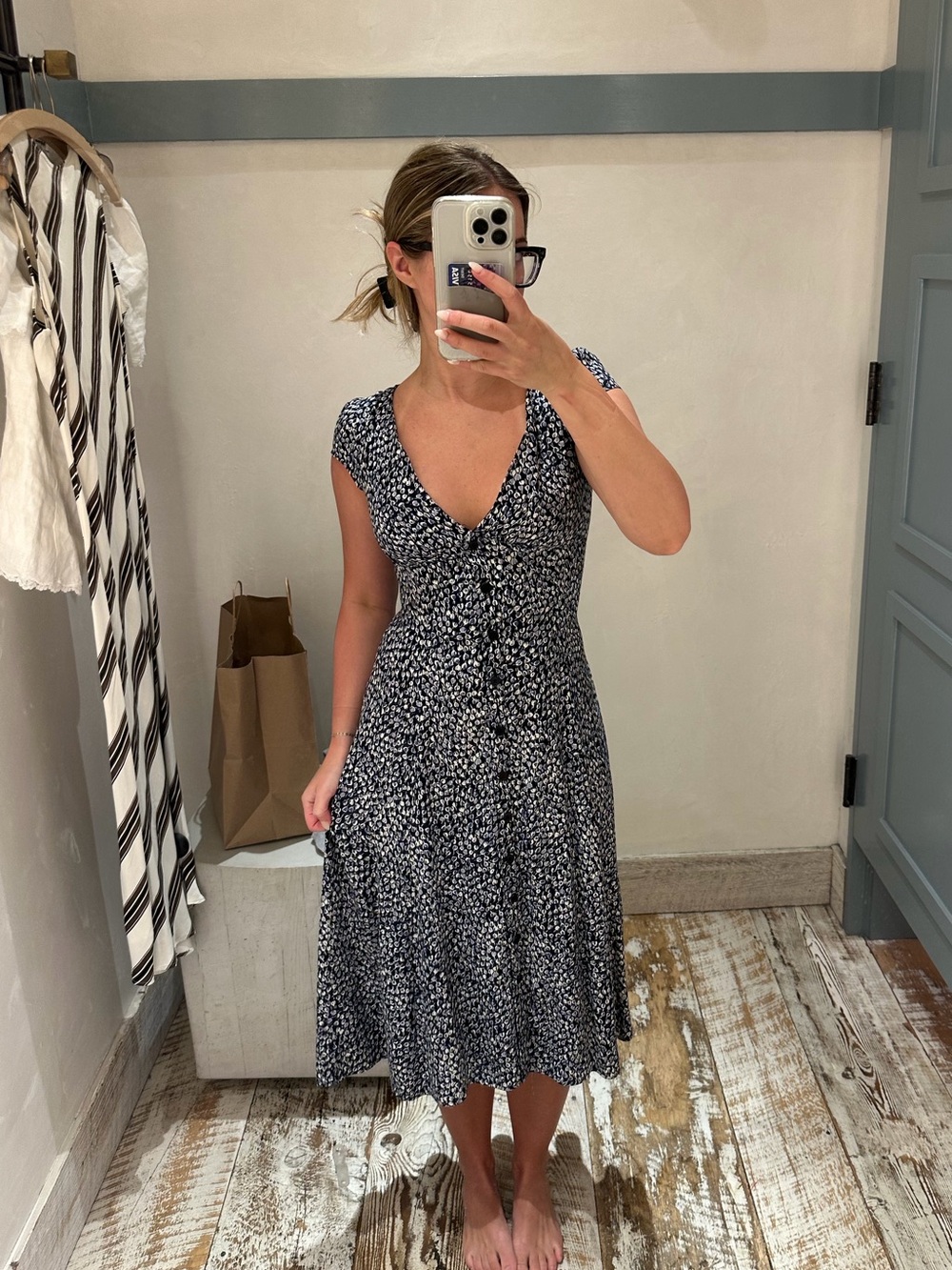 NWT Reformation Wilda Navy Floral Midi Dress Size 0